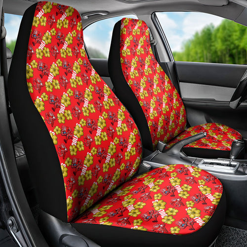Dolphins Mascot Car Seat Cover Tropical Hibiscus Floral Seamless Rugby Mascot