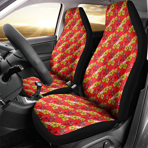 Dolphins Mascot Car Seat Cover Tropical Hibiscus Floral Seamless Rugby Mascot