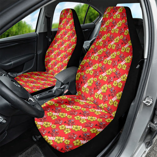 Dolphins Mascot Car Seat Cover Tropical Hibiscus Floral Seamless Rugby Mascot