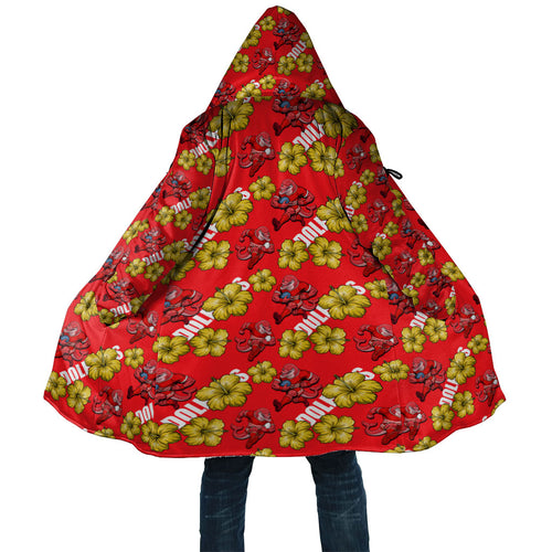 Dolphins Mascot Cloak Tropical Hibiscus Floral Seamless Rugby Mascot