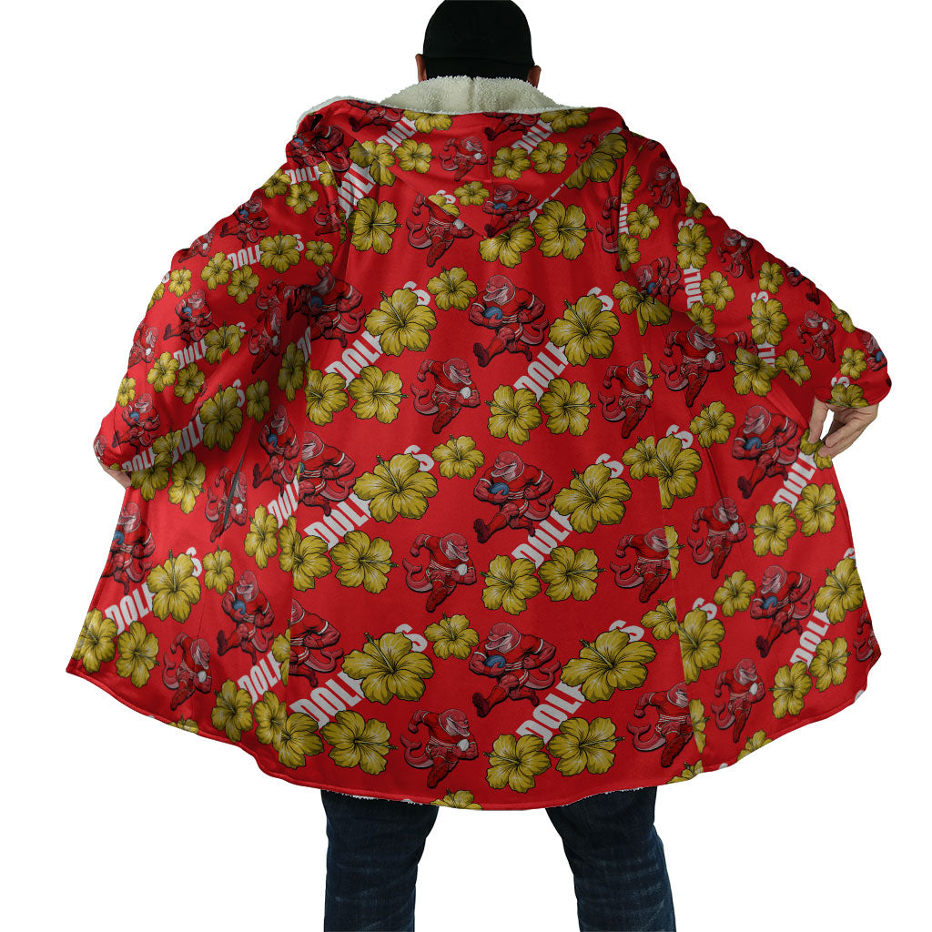 Dolphins Mascot Cloak Tropical Hibiscus Floral Seamless Rugby Mascot