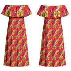 Dolphins Mascot Couples Matching Off Shoulder Maxi Dress and Hawaiian Shirt Tropical Hibiscus Floral Seamless Rugby Mascot