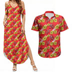 Dolphins Mascot Couples Matching Summer Maxi Dress and Hawaiian Shirt Tropical Hibiscus Floral Seamless Rugby Mascot