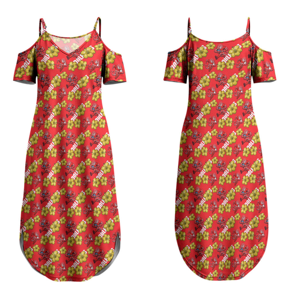 Dolphins Mascot Couples Matching Summer Maxi Dress and Hawaiian Shirt Tropical Hibiscus Floral Seamless Rugby Mascot