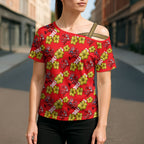 Dolphins Mascot Cross Shoulder Shirt Tropical Hibiscus Floral Seamless Rugby Mascot