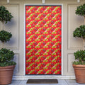Dolphins Mascot Door Cover Tropical Hibiscus Floral Seamless Rugby Mascot