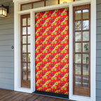 Dolphins Mascot Door Cover Tropical Hibiscus Floral Seamless Rugby Mascot