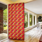 Dolphins Mascot Door Cover Tropical Hibiscus Floral Seamless Rugby Mascot