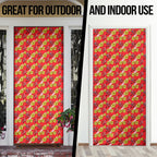 Dolphins Mascot Door Cover Tropical Hibiscus Floral Seamless Rugby Mascot