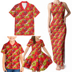 Dolphins Mascot Family Matching Tank Maxi Dress and Hawaiian Shirt Tropical Hibiscus Floral Seamless Rugby Mascot