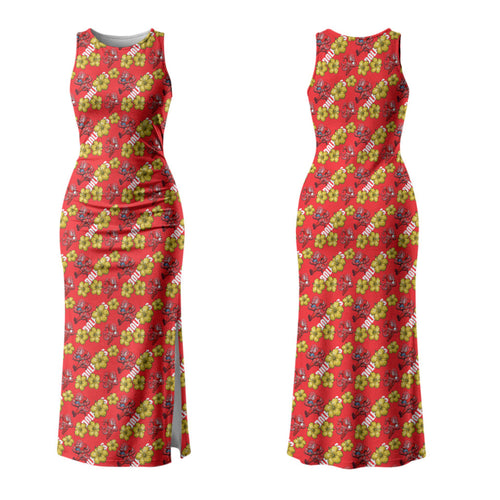 Dolphins Mascot Family Matching Tank Maxi Dress and Hawaiian Shirt Tropical Hibiscus Floral Seamless Rugby Mascot