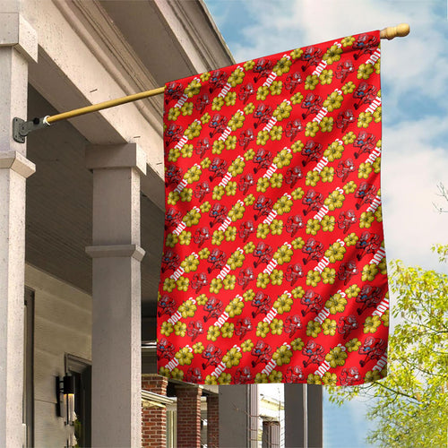 Dolphins Mascot Garden Flag Tropical Hibiscus Floral Seamless Rugby Mascot