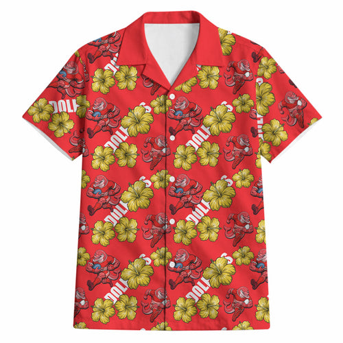 Dolphins Mascot Hawaiian Shirt Tropical Hibiscus Floral Seamless Rugby Mascot