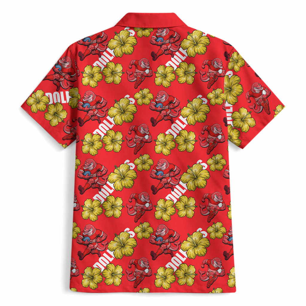 Dolphins Mascot Hawaiian Shirt Tropical Hibiscus Floral Seamless Rugby Mascot