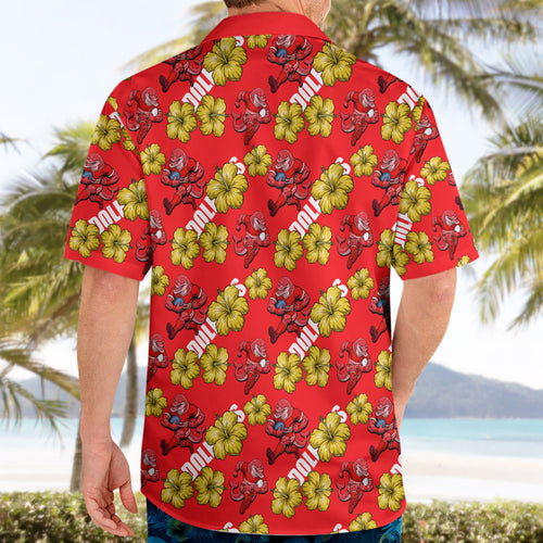Dolphins Mascot Hawaiian Shirt Tropical Hibiscus Floral Seamless Rugby Mascot
