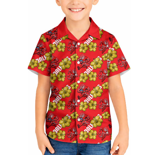 Dolphins Mascot Hawaiian Shirt Tropical Hibiscus Floral Seamless Rugby Mascot