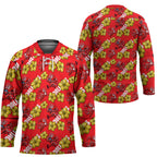 Dolphins Mascot Hockey Jersey Tropical Hibiscus Floral Seamless Rugby Mascot