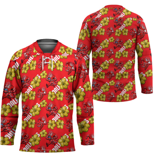 Dolphins Mascot Hockey Jersey Tropical Hibiscus Floral Seamless Rugby Mascot