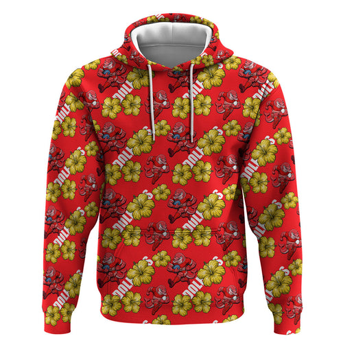 Dolphins Mascot Hoodie Tropical Hibiscus Floral Seamless Rugby Mascot