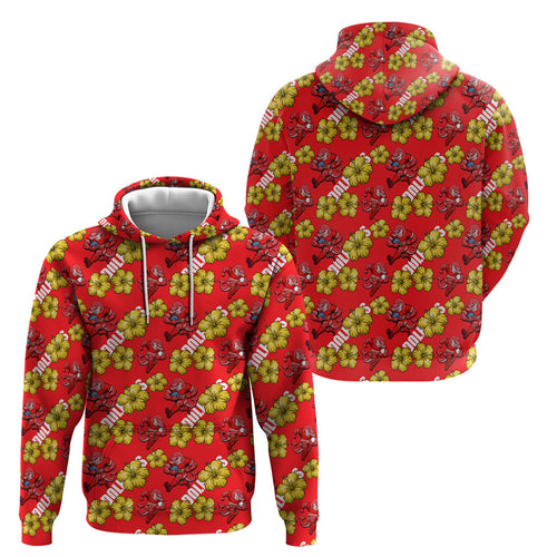 Dolphins Mascot Hoodie Tropical Hibiscus Floral Seamless Rugby Mascot