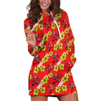 Dolphins Mascot Hoodie Dress Tropical Hibiscus Floral Seamless Rugby Mascot