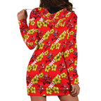 Dolphins Mascot Hoodie Dress Tropical Hibiscus Floral Seamless Rugby Mascot