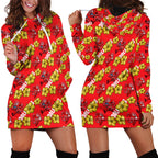 Dolphins Mascot Hoodie Dress Tropical Hibiscus Floral Seamless Rugby Mascot