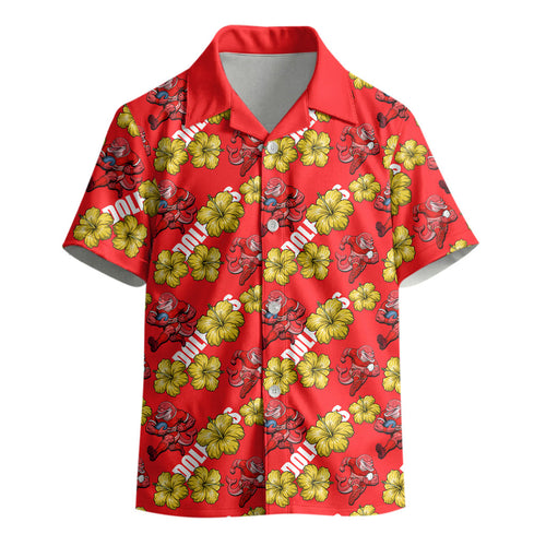 Dolphins Mascot Kid Hawaiian Shirt Tropical Hibiscus Floral Seamless Rugby Mascot