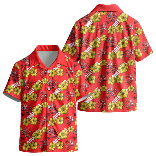 Dolphins Mascot Kid Hawaiian Shirt Tropical Hibiscus Floral Seamless Rugby Mascot