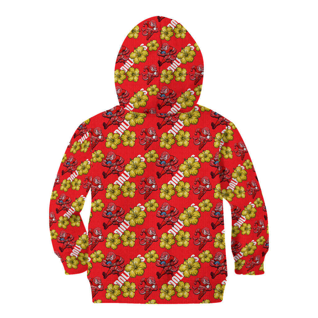 Dolphins Mascot Kid Hoodie Tropical Hibiscus Floral Seamless Rugby Mascot
