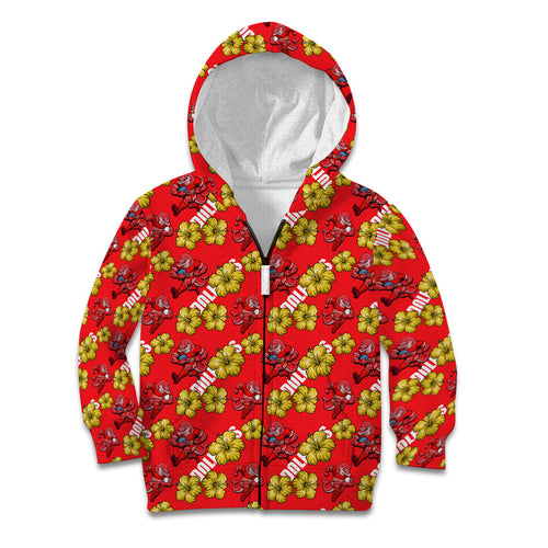 Dolphins Mascot Kid Hoodie Tropical Hibiscus Floral Seamless Rugby Mascot