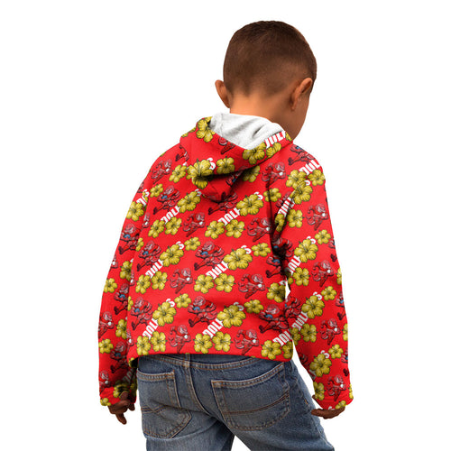 Dolphins Mascot Kid Hoodie Tropical Hibiscus Floral Seamless Rugby Mascot