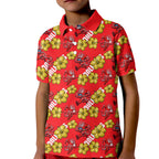 Dolphins Mascot Kid Polo Shirt Tropical Hibiscus Floral Seamless Rugby Mascot