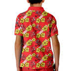 Dolphins Mascot Kid Polo Shirt Tropical Hibiscus Floral Seamless Rugby Mascot