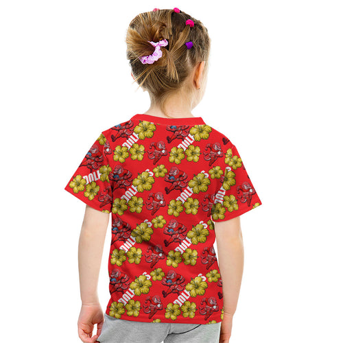 Dolphins Mascot Kid T Shirt Tropical Hibiscus Floral Seamless Rugby Mascot