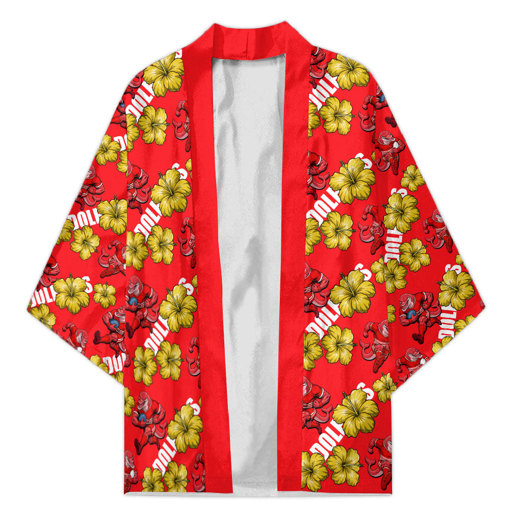 Dolphins Mascot Kimono Tropical Hibiscus Floral Seamless Rugby Mascot