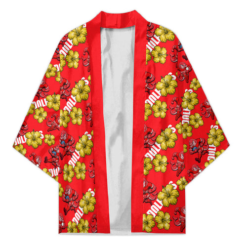 Dolphins Mascot Kimono Tropical Hibiscus Floral Seamless Rugby Mascot