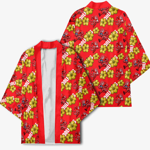 Dolphins Mascot Kimono Tropical Hibiscus Floral Seamless Rugby Mascot