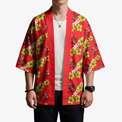 Dolphins Mascot Kimono Tropical Hibiscus Floral Seamless Rugby Mascot
