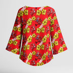 Dolphins Mascot Kimono Sleeve Blouse Tropical Hibiscus Floral Seamless Rugby Mascot