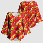 Dolphins Mascot Kimono Sleeve Blouse Tropical Hibiscus Floral Seamless Rugby Mascot