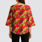 Dolphins Mascot Kimono Sleeve Blouse Tropical Hibiscus Floral Seamless Rugby Mascot
