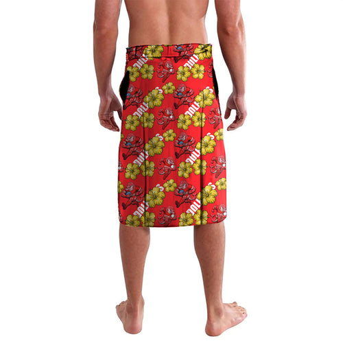 Dolphins Mascot Lavalava Tropical Hibiscus Floral Seamless Rugby Mascot