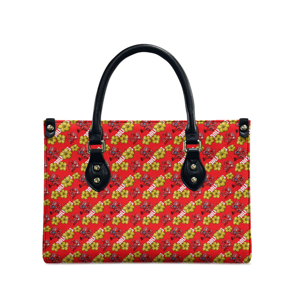 Dolphins Mascot Leather Bag Tropical Hibiscus Floral Seamless Rugby Mascot