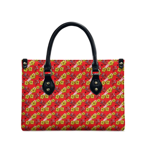 Dolphins Mascot Leather Bag Tropical Hibiscus Floral Seamless Rugby Mascot