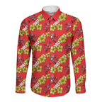 Dolphins Mascot Long Sleeve Button Shirt Tropical Hibiscus Floral Seamless Rugby Mascot