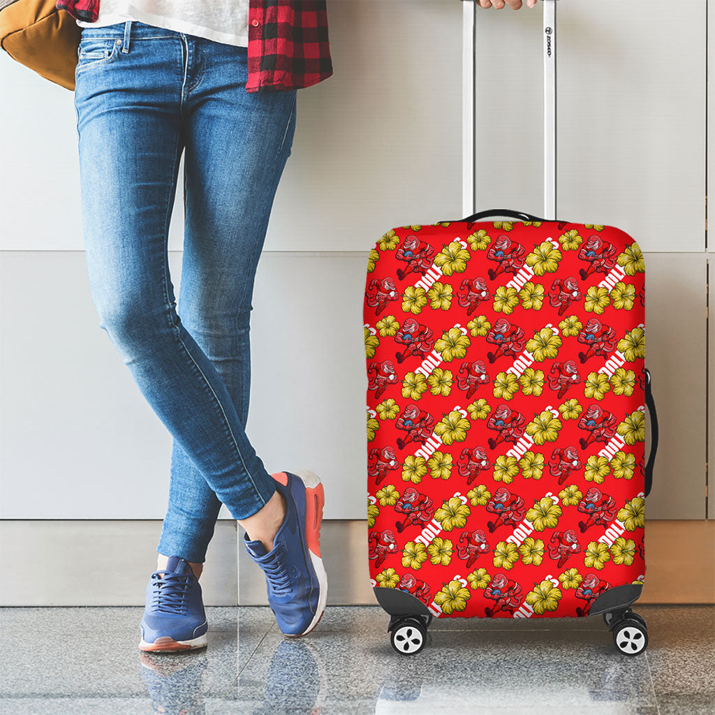 Dolphins Mascot Luggage Cover Tropical Hibiscus Floral Seamless Rugby Mascot