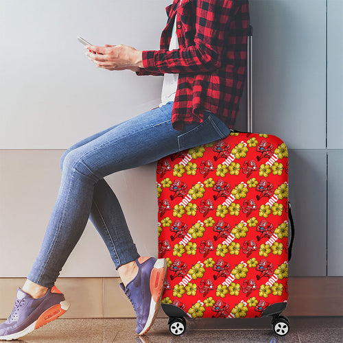 Dolphins Mascot Luggage Cover Tropical Hibiscus Floral Seamless Rugby Mascot