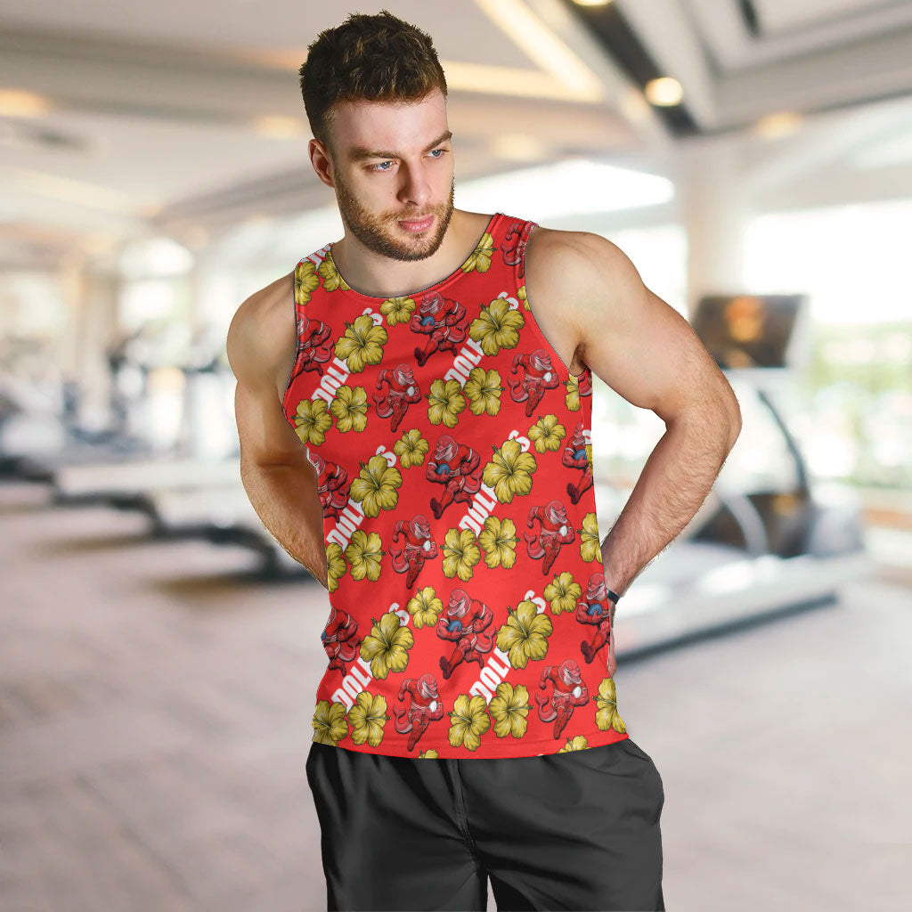 Dolphins Mascot Men Tank Top Tropical Hibiscus Floral Seamless Rugby Mascot