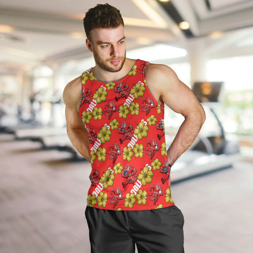 Dolphins Mascot Men Tank Top Tropical Hibiscus Floral Seamless Rugby Mascot